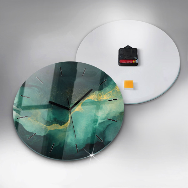 hodiny na skle Zelený mramor