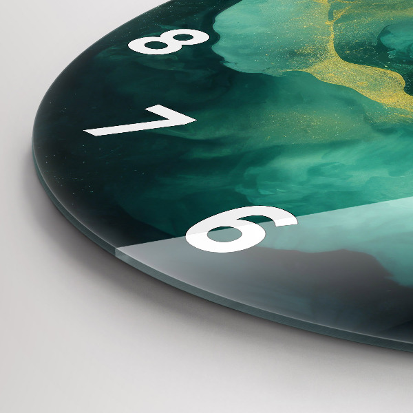 hodiny na skle Zelený mramor