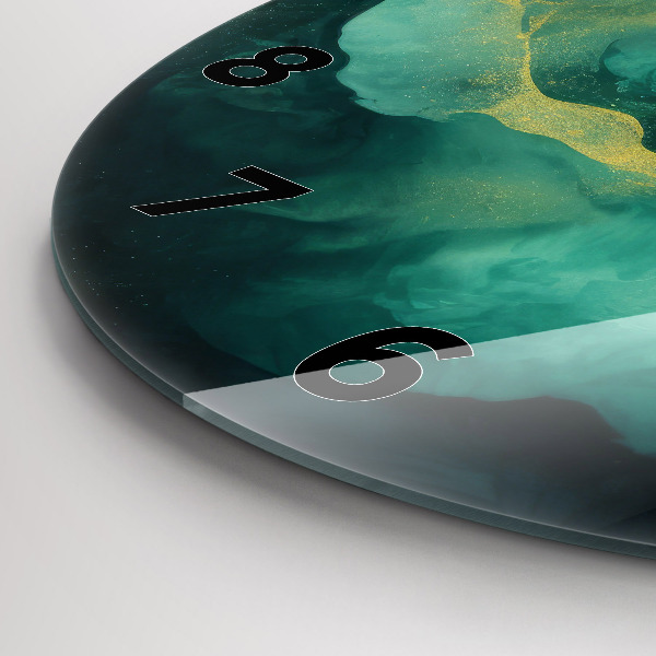 hodiny na skle Zelený mramor