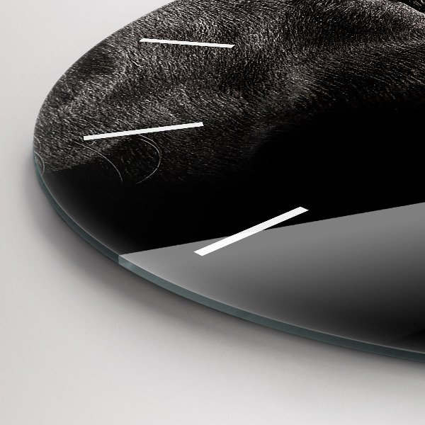 Kulaté skleněné hodiny s fotkou Skotský pes a kočka