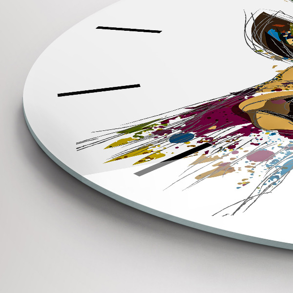 Kulaté skleněné hodiny s fotkou Hlava jelena