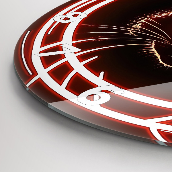 hodiny na skle Kočka s červenýma očima