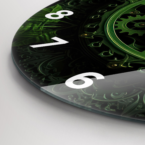 hodiny na skle Zelený mechanismus