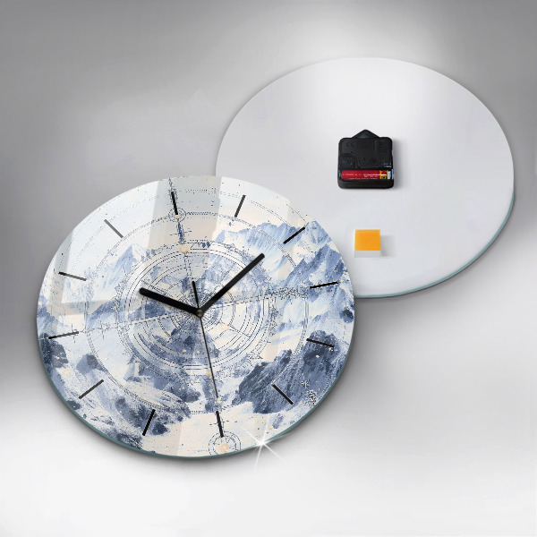 hodiny na skle Modré kresby