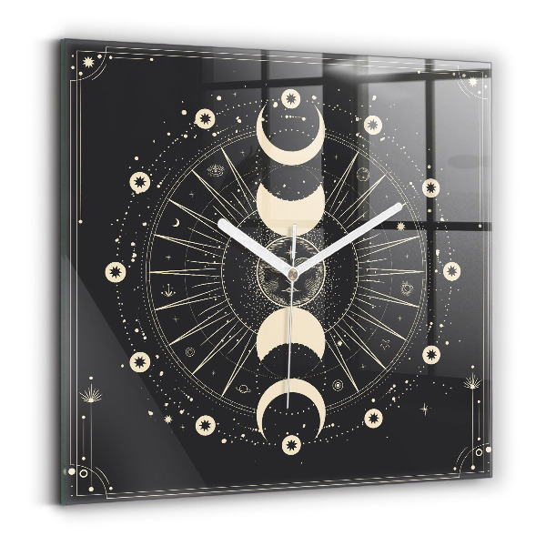 Skleněné nástěnné hodiny Měsíce a slunce