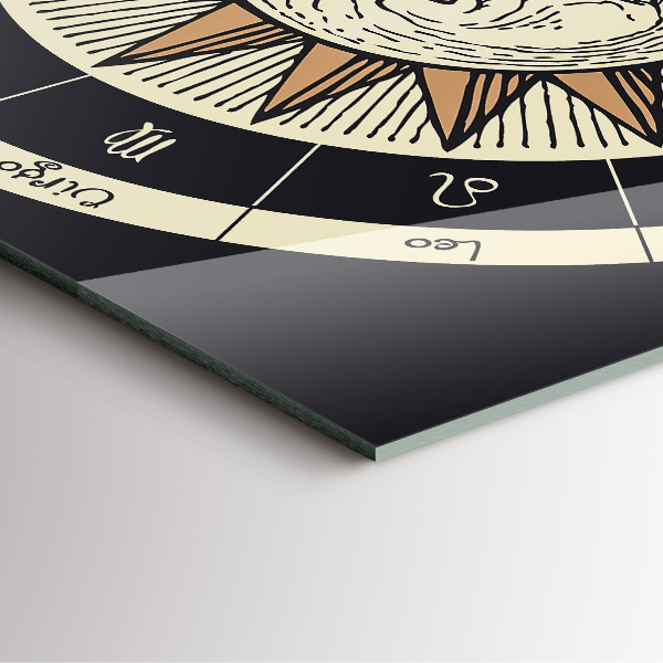 Skleněné nástěnné hodiny Slunce a zvěrokruhy