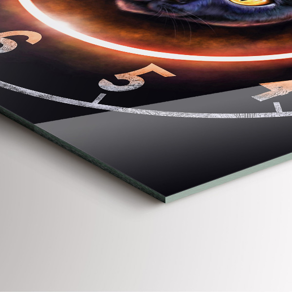 Skleněné nástěnné hodiny Kouzelná kočka