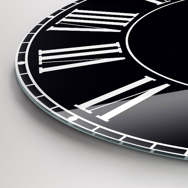 Kulaté skleněné hodiny Černé římské číslice