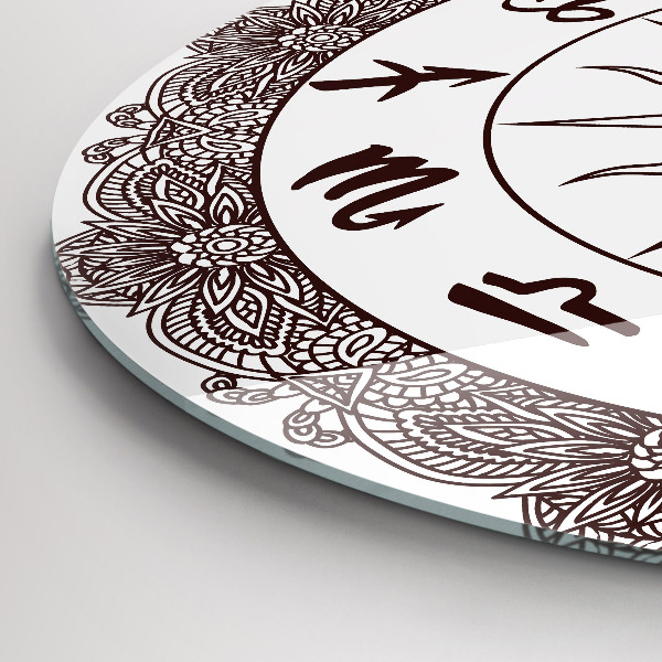 Kulaté skleněné hodiny Dekorativní znamení zvěrokruhu