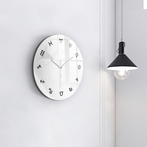 Kulaté skleněné hodiny Minimalistické zvěrokruhy