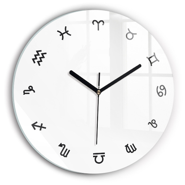 Kulaté skleněné hodiny Minimalistické zvěrokruhy