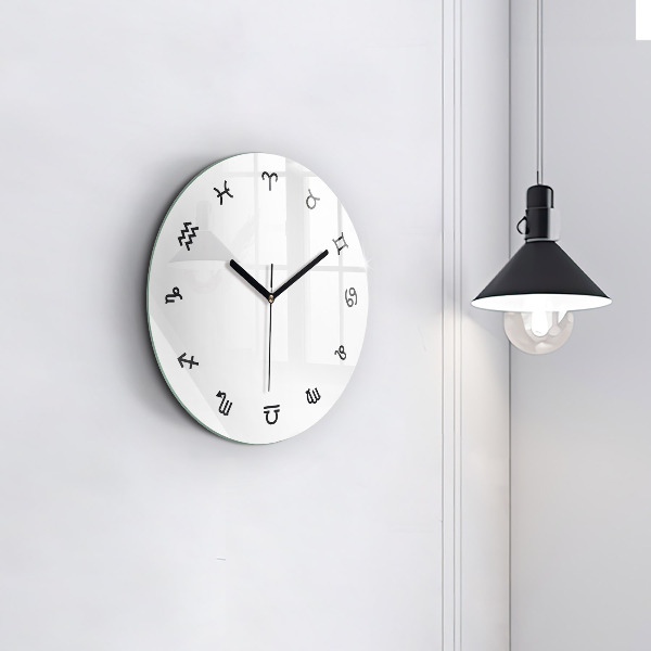 Kulaté skleněné hodiny Minimalistické zvěrokruhy