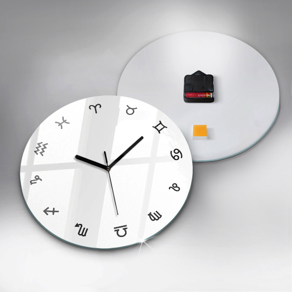 Kulaté skleněné hodiny Minimalistické zvěrokruhy
