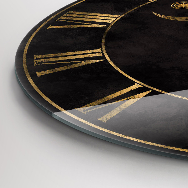 Kulaté skleněné hodiny Zlaté římské číslice